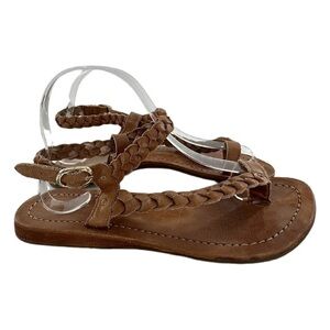Diba womens sandals size 9 brown leather braided toe ring festival boho bohemian